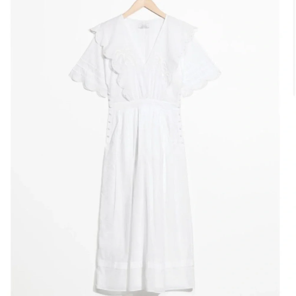 & Other Stories Palm Embroidered Scallop Dress - Picture 4 of 16